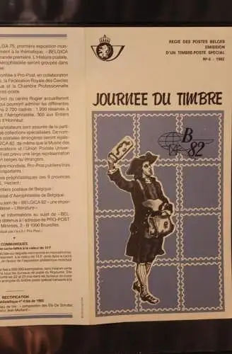 Belgien, Ersttagsblatt, Schwarzdruck: Tag der Briefmarke 1982; franz. Edition