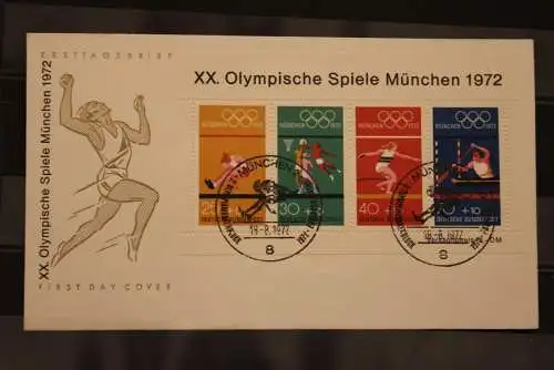 Deutschland, 1972, FDC Olympische Spiele München, MiNr. Block 8