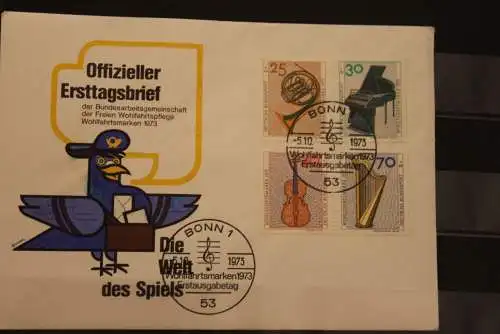 Deutschland, Wohlfahrt 1973: Musikinstrumente, Offiz. FDC,  MiNr. 782-85