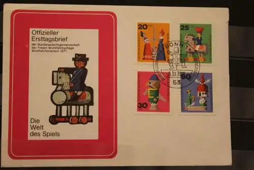 Deutschland, Wohlfahrt 1971: Holzspielzeug, Offiz. FDC,  MiNr. 705-08