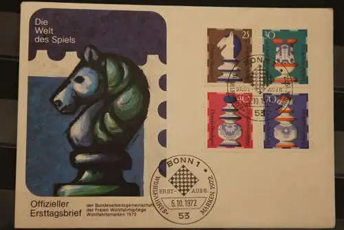 Deutschland, Jugend 1972: Schachfiguren FDC,  MiNr. 742-45