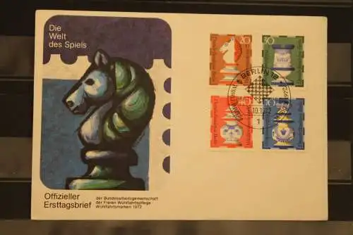 Berlin, Wohlfahrt 1972: Schachfiguren, offizieller FDC, MiNr. 435-38