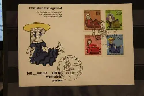 Berlin, Wohlfahrt 1968: Puppen, offizieller FDC, MiNr. 322-25