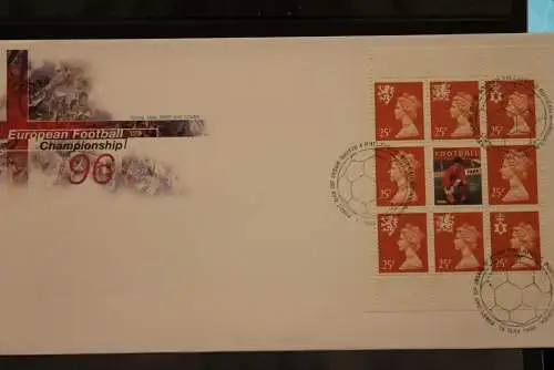 Großbritannien, Fußball - EM 1996, FDC, Heftchenblatt