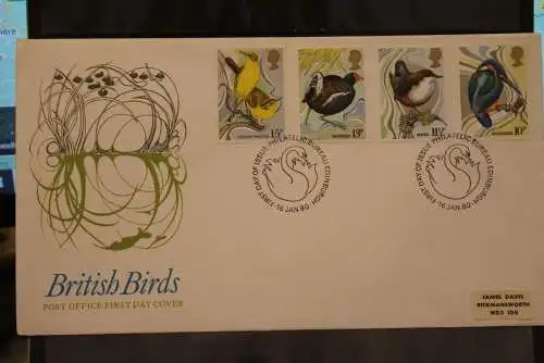 Großbritannien, British Birds, Vögel, FDC 1980