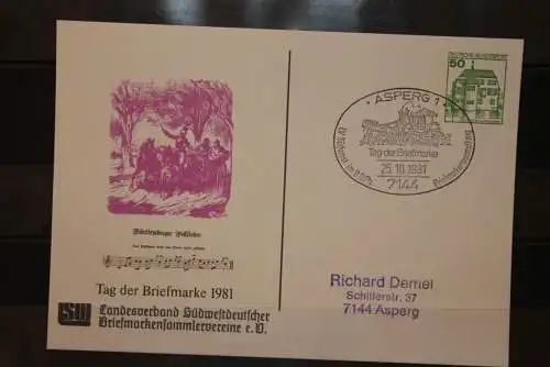 Deutschland, Tag der Briefmarke 1981; SST Asperg