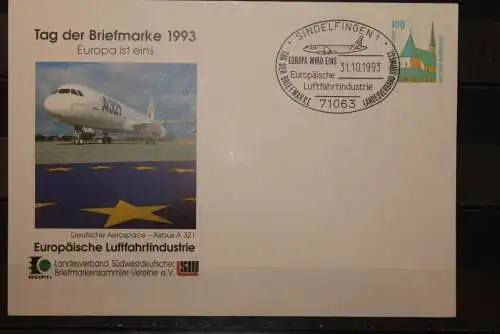 Deutschland, Wertstempel Freimarke: Altötting 100 Pf. Tag der Briefmarke 1993, Europa wird eins, SST Sindelfingen