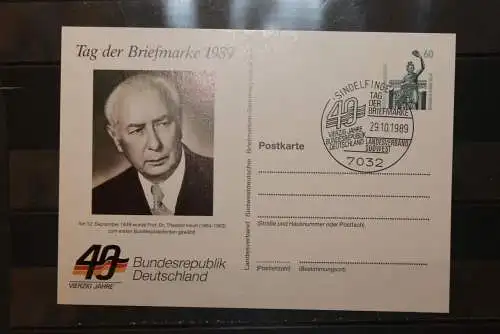Deutschland, Tag der Briefmarke 1989; SST Sindelfingen