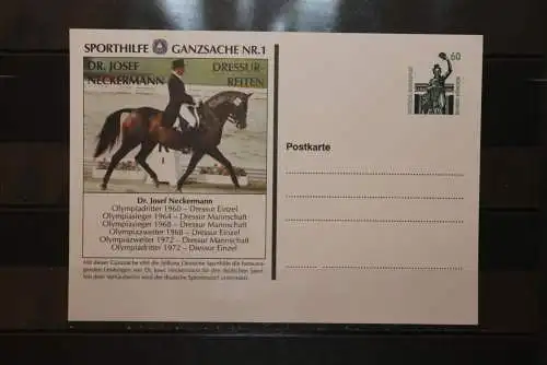 Deutschland, Sporthilfe Ganzsache Nr. 1: Josef Neckermann, ungebraucht
