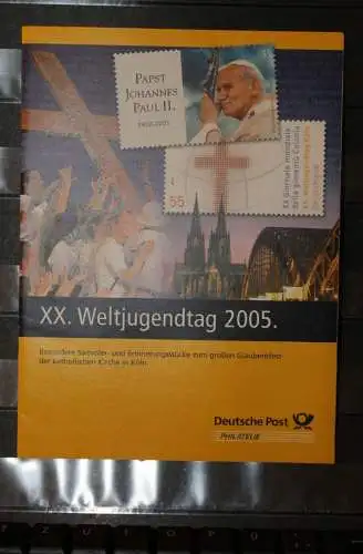 Deutschland, Papst Johannes Paul II., Ganzsache der Post-Eigenausgabe: XX.Weltjugendtag Köln 2005