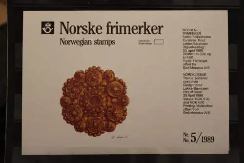 Norwegen 1989; NORDEN, ESST, Ersttagsfolder Nr. 5/1989