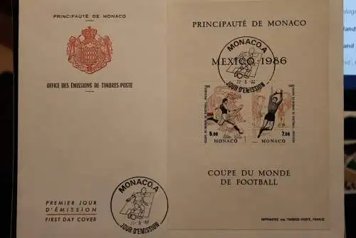 Monaco, Block 35 Fußball-WM Mexico 1986 FDC