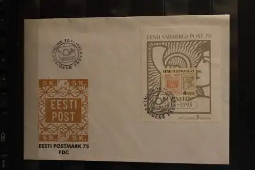 Estland, FDC 75 Jahre Eesti Post, Blockausgabe 1993