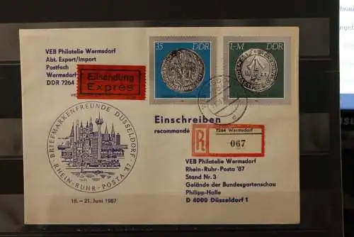 DDR, Rhein-Ruhr-Posta '87 Düsseldorf, Eilboten, Einschreiben