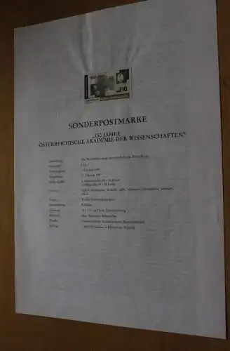 Österreich Amtl. Schwarzdruck auf Erläuterungsblatt: Akademie der Wissenschaften, 1997