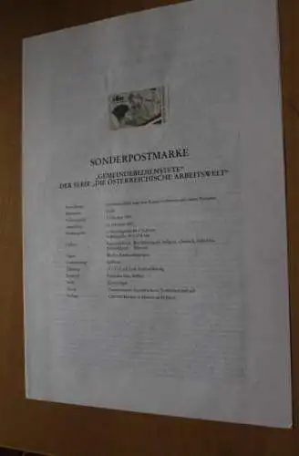 Österreich Amtl. Schwarzdruck auf Erläuterungsblatt: Arbeitswelt: "Gemeindebedienstete", 1997