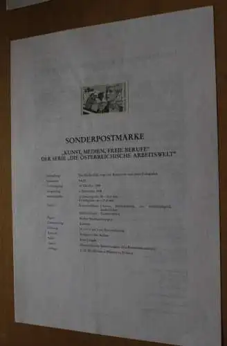 Österreich Amtl. Schwarzdruck auf Erläuterungsblatt: Kunst, Medien, Freie Berufe, 1998