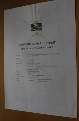 Österreich Amtl. Schwarzdruck auf Erläuterungsblatt: Tag der Briefmarke, 10. Wert, 2000