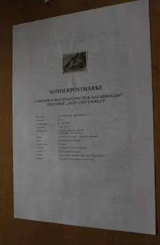 Österreich Amtl. Schwarzdruck auf Erläuterungsblatt: Jagd und Umwelt - Das Rebhuhn, 1999