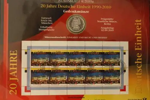 Deutschland 2010, Numisblatt4/2010: "20 Jahre Deutsche Einheit"