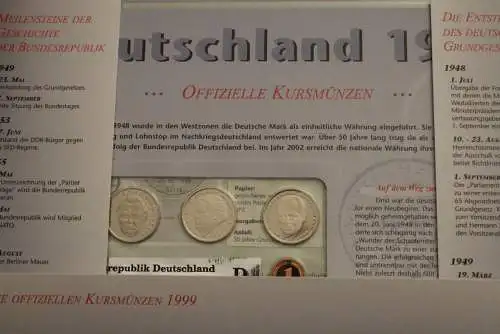 Deutschland 1999, 50 Jahre Bundesrepublik, 50 Jahre Grundgesetz, Umlaufmünzen 1999 D, PP, mit Hologramm