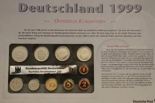 Deutschland 1999, 50 Jahre Bundesrepublik, 50 Jahre Grundgesetz, Umlaufmünzen 1999 D, PP, mit Hologramm