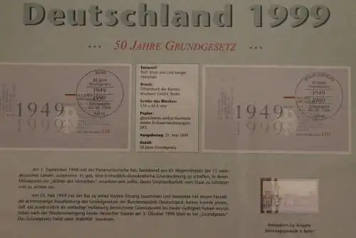 Deutschland 1999, 50 Jahre Bundesrepublik, 50 Jahre Grundgesetz, Umlaufmünzen 1999 D, PP, mit Hologramm