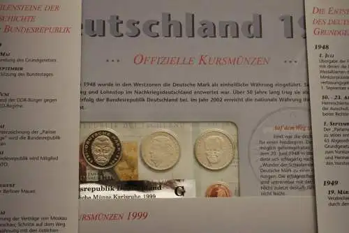 Deutschland 1999, 50 Jahre Bundesrepublik, 50 Jahre Grundgesetz, Umlaufmünzen 1999 G, PP, mit Hologramm