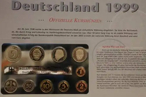 Deutschland 1999, 50 Jahre Bundesrepublik, 50 Jahre Grundgesetz, Umlaufmünzen 1999 G, PP, mit Hologramm