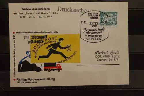 DDR, Botenpost Schloß Moritzburg - Postamt Zeitz 1, 1985