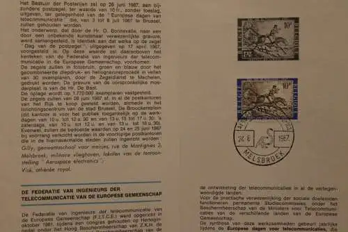 Belgien 1967, Europatage der Telekommunication, Ersttagsblatt; MiNr. 1476