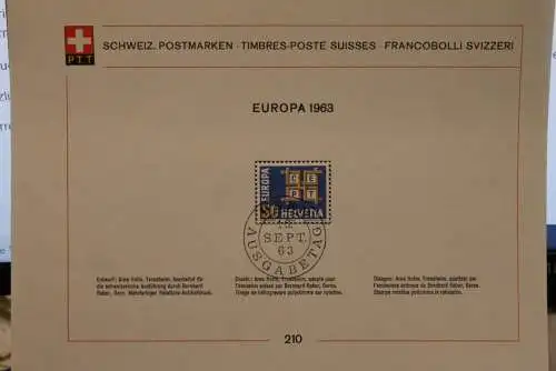 Schweiz 1963, Sammelblatt Nr. 210, Europa - CEPT 1963, ESST