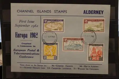 Guernsey-Alderney; EUROPA 1962, 5 Werte, gezähnt, FDC; lesen