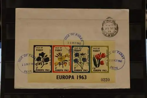 Isle of Pabay; EUROPA 1963, Block, großes Format, FDC; lesen