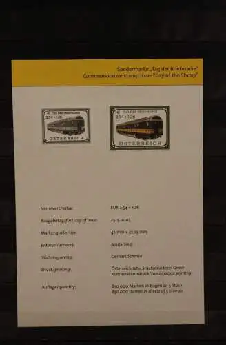 Österreich Amtl. Schwarzdruck auf Schwarzdruckblatt 2003 zur Sondermarke "Tag der Briefmarke 2003"