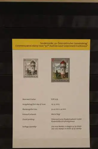 Österreich Amtl. Schwarzdruck auf Schwarzdruckblatt 2003 zur Sondermarke "50. Österreichischer Gemeindetag"