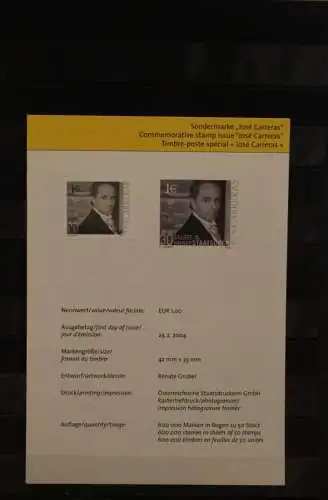 Österreich Amtl. Schwarzdruck auf Schwarzdruckblatt 2004 zur Sondermarke "Jose Carreras"