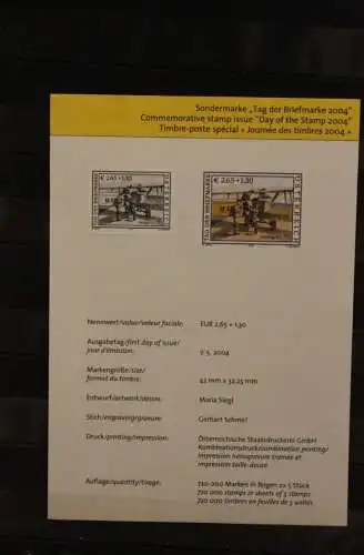 Österreich Amtl. Schwarzdruck auf Schwarzdruckblatt 2004 zur Sondermarke "Tag der Briefmarke 2004"