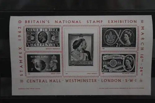 Großbritannien 1962, Schwarzdruck zur STAMPEX, Nummeriert, mit MiNr. 341, Europa - CEPT 1960, MNH