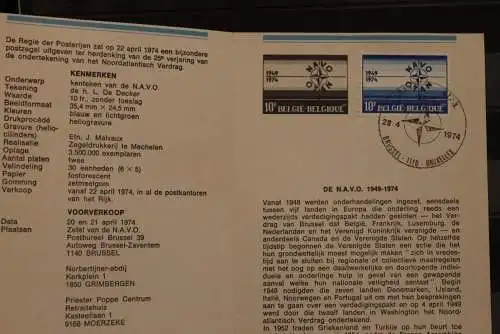 Belgien 1974, NATO; Ersttagsblatt mit Schwarzdruck; MiNr. 1764