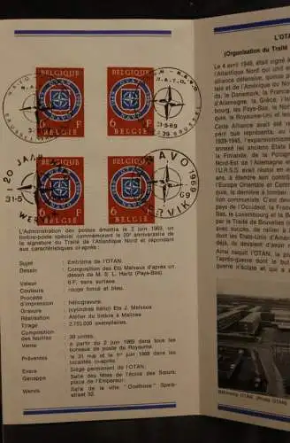 Belgien 1969, NATO; Ersttagsblatt mit Schwarzdruck; MiNr. 1549; 4 verschiedene ESST