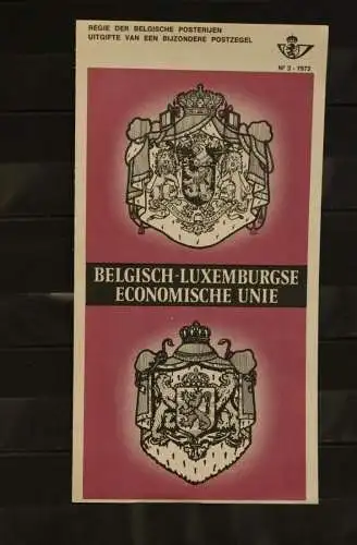 Belgien 1972, Belgisch-Luxemburgische Wirtschaftsgemeinschaft; Ersttagsblatt mit Schwarzdruck; MiNr. 1673