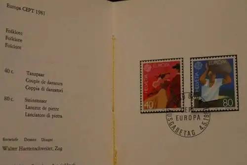 Schweiz 1981, Ersttagsheft Nr. 181 Europa - CEPT; MiNr. 1197-98, ESST