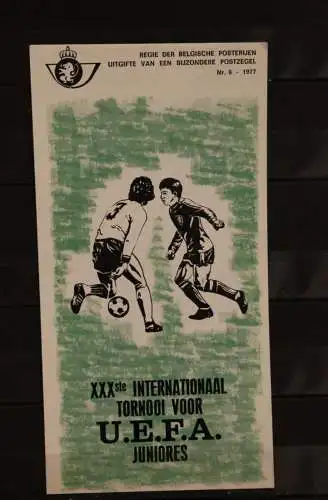 Belgien 1977, XXX. UEFA-Turnier der Junioren, Ersttagsblatt mit Schwarzdruck