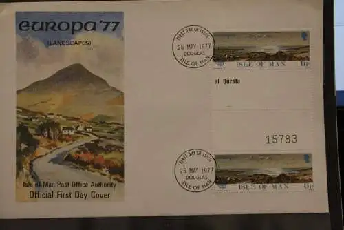 Isle of Man Europa - CEPT 1977, FDC mit Zwischenstegpaaren; MiNr. 95 ZS-96 ZS