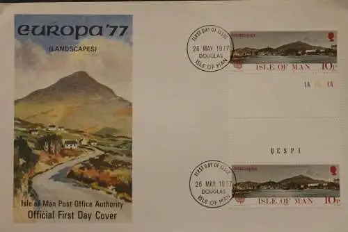 Isle of Man Europa - CEPT 1977, FDC mit Zwischenstegpaaren; MiNr. 95 ZS-96 ZS