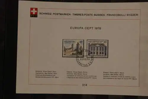 Schweiz Europa CEPT 1978; Erstagsblatt Nr. 314, ESST