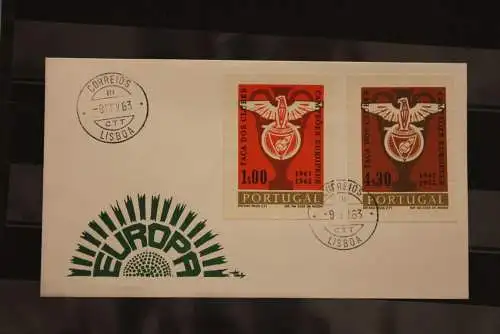 Portugal 1963, Europäische Fußballclubs,  FDC mit ungezähnten Marken aus Ministerblatt, gebraucht