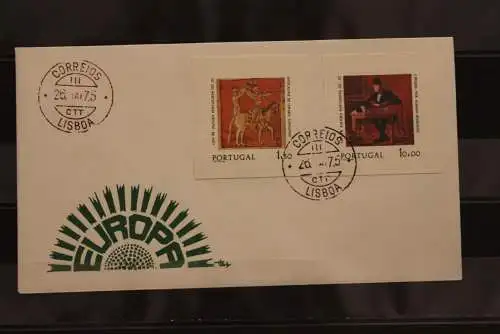 Portugal  Europa CEPT 1975, FDC mit ungezähnten Marken aus Ministerblatt, MiNr. 1281-82, gebraucht