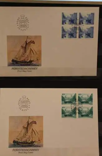 Norwegen, Seefahrt, 1989, Viererblock auf FDC; MiNr. 1280-81